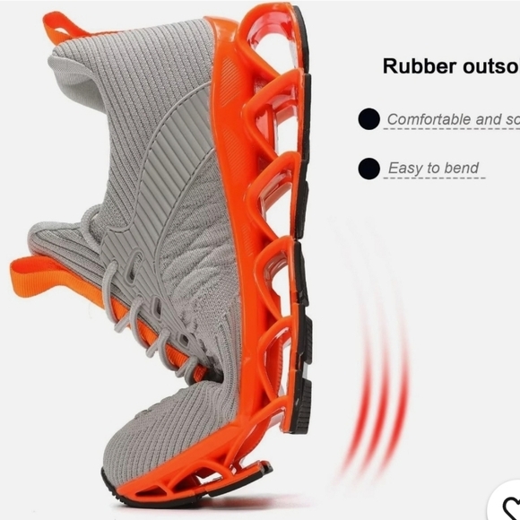 Womens Gray Bright Orange Running Shoes 8 - Picture 10 of 10